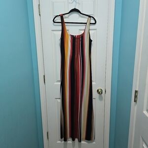 Glamour Size 14 Womens Striped Multicolor Striped Maxi Dress